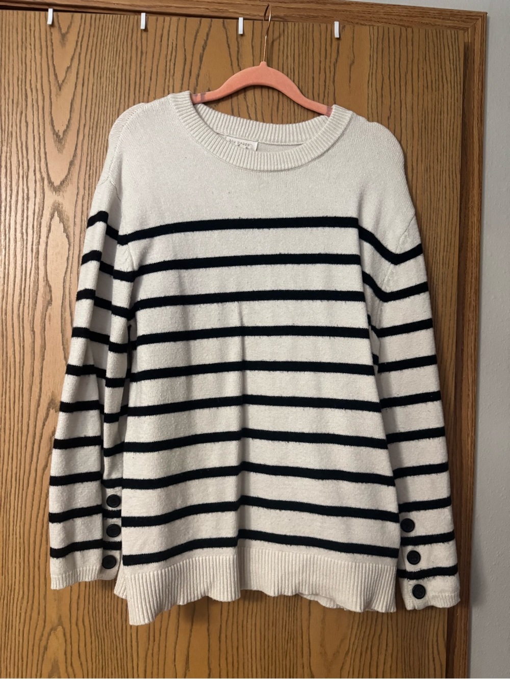 Blu Pepper Black & Cream Striped Crewneck Sweater